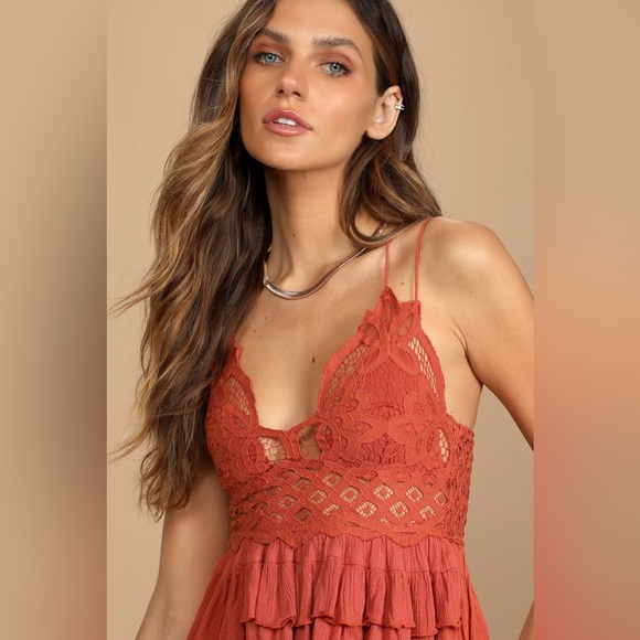 New Free People  Adella Cami Winding Roads Burnt Orange // size small / NWT - Picture 1 of 14